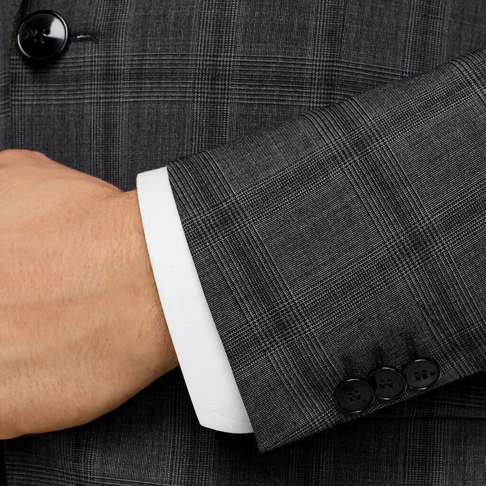 HUGO Boss Anfred Plaid Extra Slim Fit Suit Jacket 40 R 40R Charcoal Rtl $445 - Picture 5 of 5